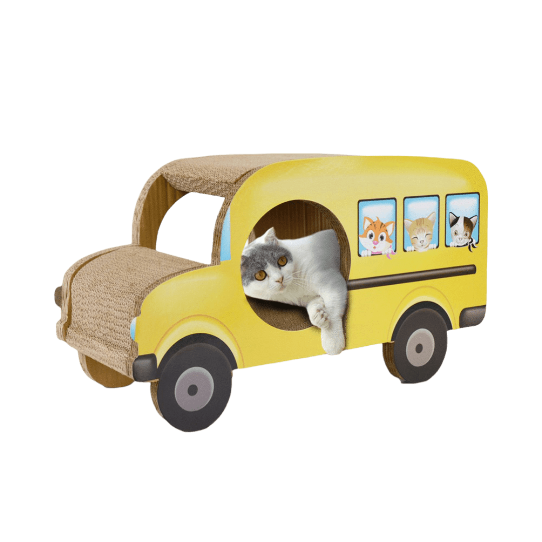 Cat Scratcher Yellow Bus